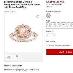 Morganite and diamond 14k rose gold ring